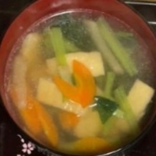 ほうれん草と油揚げの生姜スープ